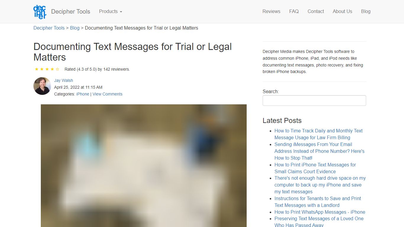 Documenting Text Messages for Trial or Legal Matters - Decipher Tools