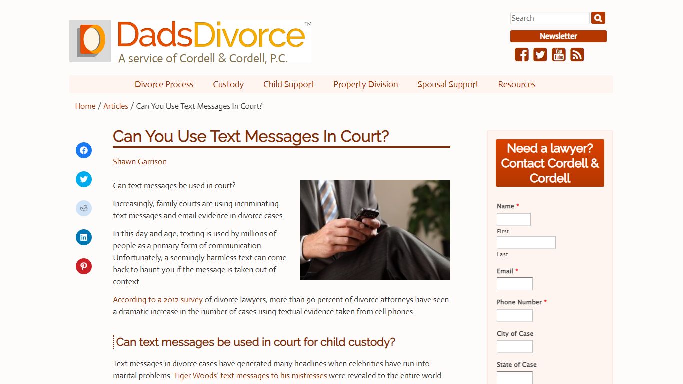 Can You Use Text Messages In Court? - Dads Divorce